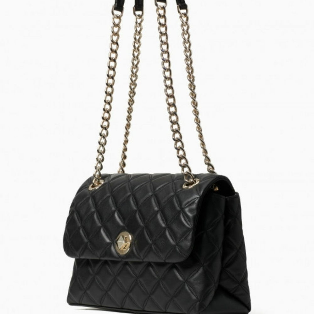 Kate Spade Natalia Quilted Leather Black Flap Shoulder